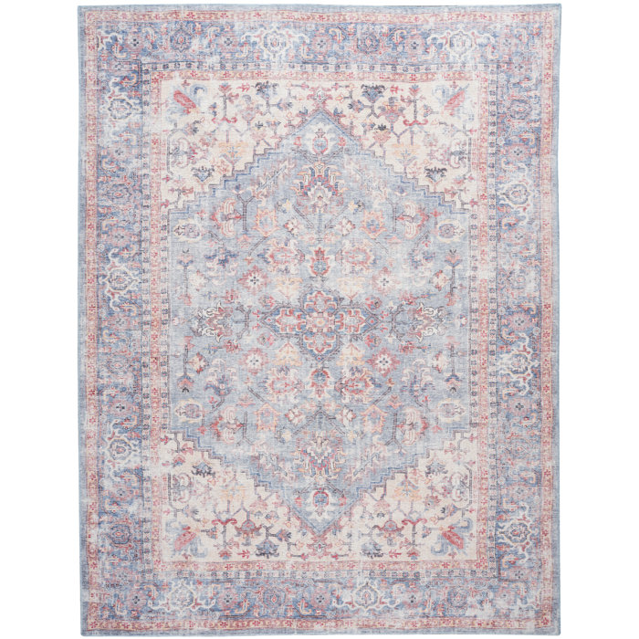 Nicole Curtis Machine Washable Oriental Blue/Red Area Rug & Reviews